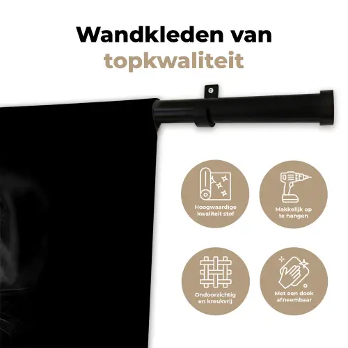 Panter - Dieren - Zwart - Ogen Wandkleed katoen klein -sfeer2