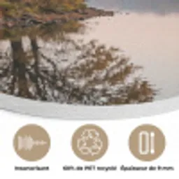 Bomen - Reflectie - Water - Zonsopgang - Serene Akoestische PET Vilt - Rond klein -closeup_FR