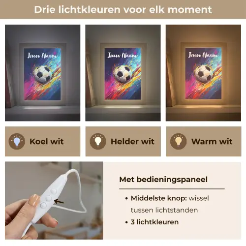 Neon - Voetbal - Kleurrijk Light Box met kabel (Kinderlampje) klein -USP_lichtkleurNL
