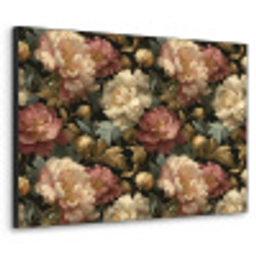 Bloemen - Barok - Patroon - Roze - Crème Textielframe zwart klein 947 -3d