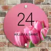 Roze tulpen - Klassiek Naambord Rond klein -sfeer2