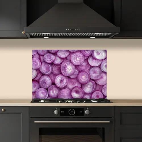 Paars - Uien - Close up keuken achterwand spatscherm klein -sfeer1