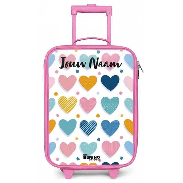 Hartjes - Pastel - Patroon Kinderkoffer - Roze klein -zz3dotto