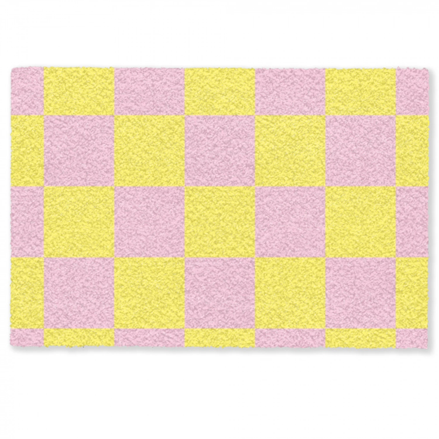 Schaakbord patroon - Geel - Roze - Blokjes Deurmat klein -zkaufland3d