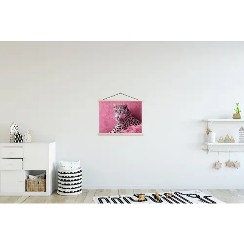 Panter - Luxe - Roze textielposter latten blank klein -kinderkamer