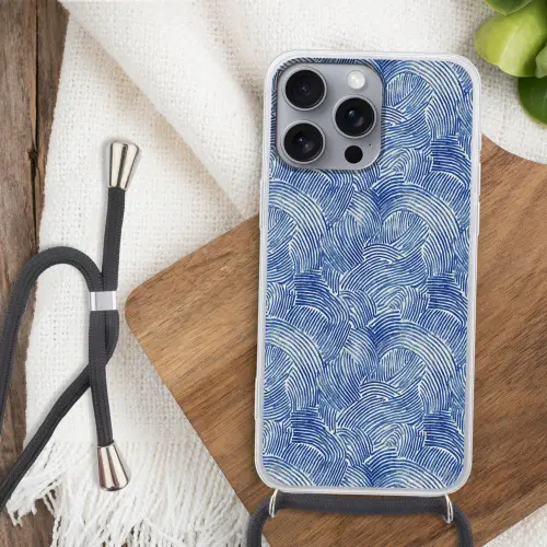 Modern - Abstract - Blauw Hoesje iPhone 16 Pro Max met koord klein 804 -sfeer4
