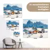 Winter - Huisje - Bergen - Uitzicht - Sneeuw tuinposter los doek klein -Xsfeer9_DE
