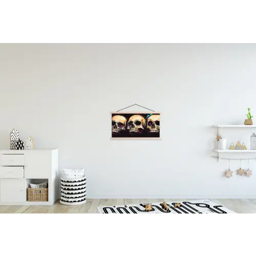 Schedels - Graffiti - Neon textielposter latten blank klein -kinderkamer