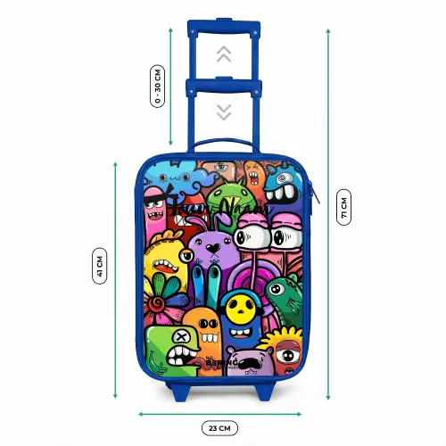 Grappige kleurrijke monsters Kinderkoffer - Blauw klein -productfoto_formaten