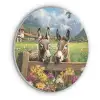 Ezels - Bloemen - Zomers Akoestische PET Vilt - Rond klein -3d