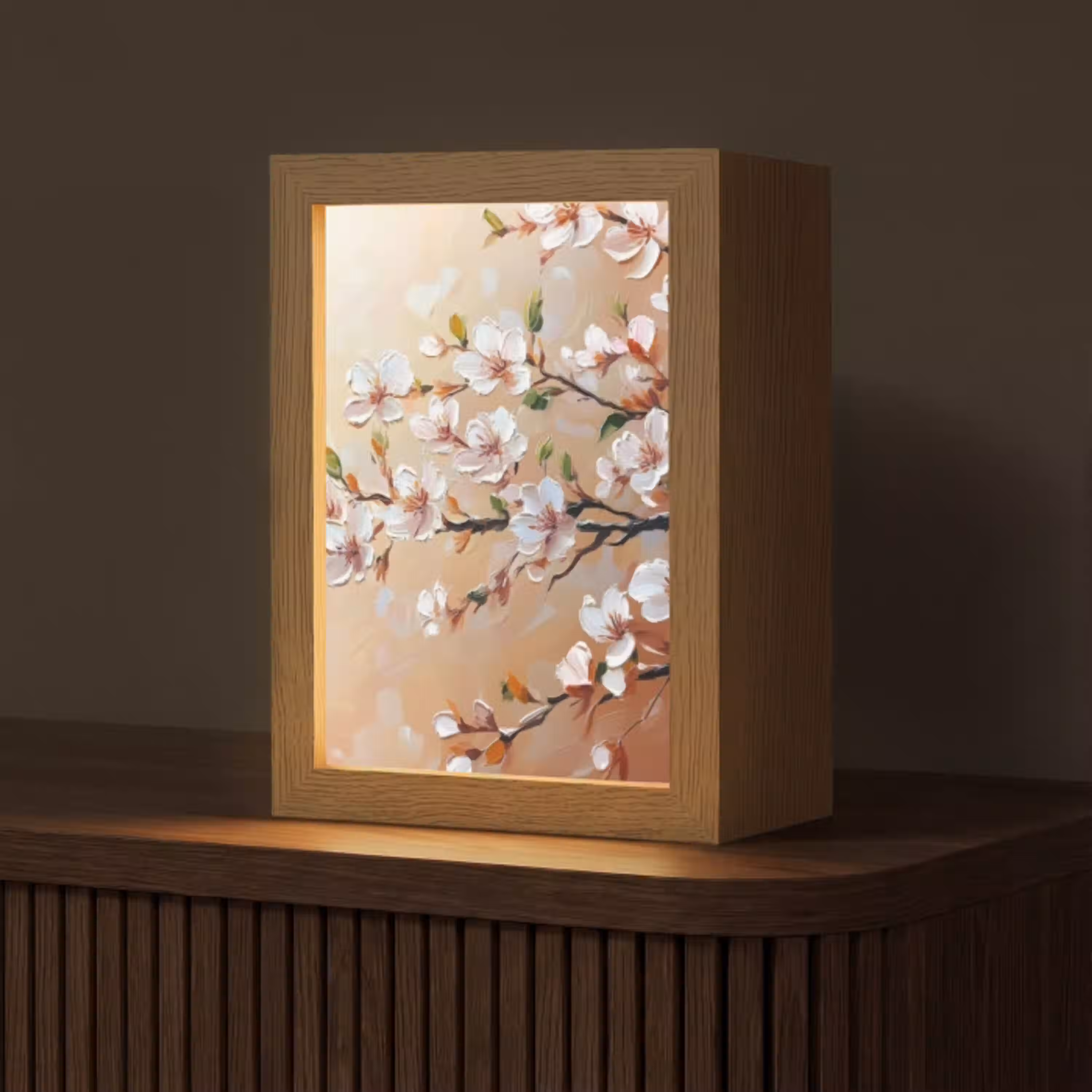 Bloesemtakken - Schilderachtig - Roze Light Box met kabel (Tafellamp) klein -z3d_website