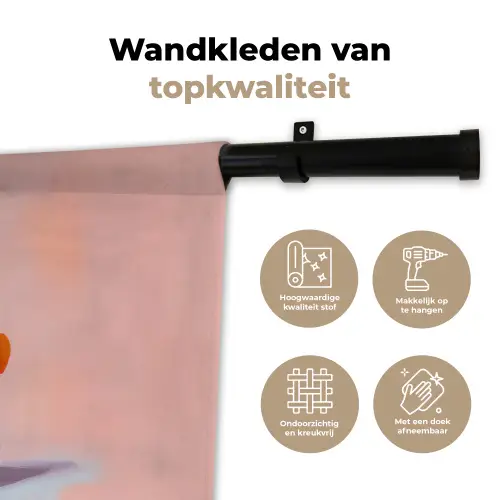 Boeken - Stapel - Kleurrijk Wandkleed katoen klein -sfeer2