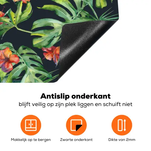 Tropical - Bloemen - Bladeren - Jungle Inductie beschermer vinyl 3mm klein -zzzzzzz-td-onderkant