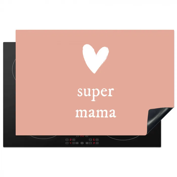 Presentje voor Moederdag super mama lichtroze/wit Inductie beschermer vinyl 3mm klein -3d