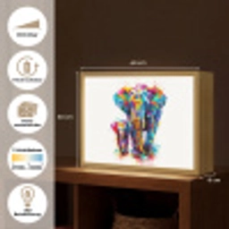 Olifanten - Dieren - Verf - Kleurrijk Light Box met batterij (Wandlamp) middel -USP_websiteoverzichtDE