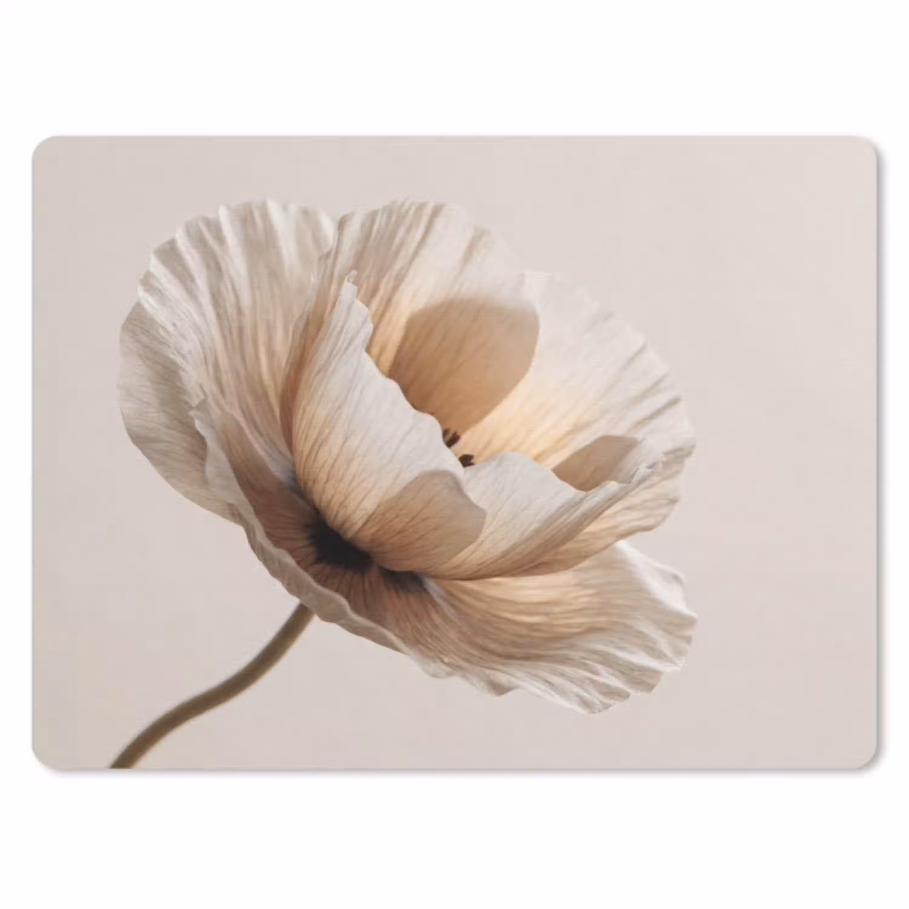 Bloem - Beige - Crème muismat rubber klein -3d