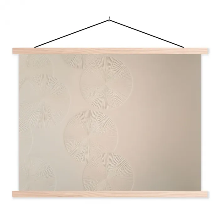 Japandi - Beige - Modern textielposter latten blank klein -3d