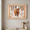 Schotse Hooglander - Winter - Landschap - Natuur - Dieren - Doorkijk Textielframe zwart klein -sfeer2