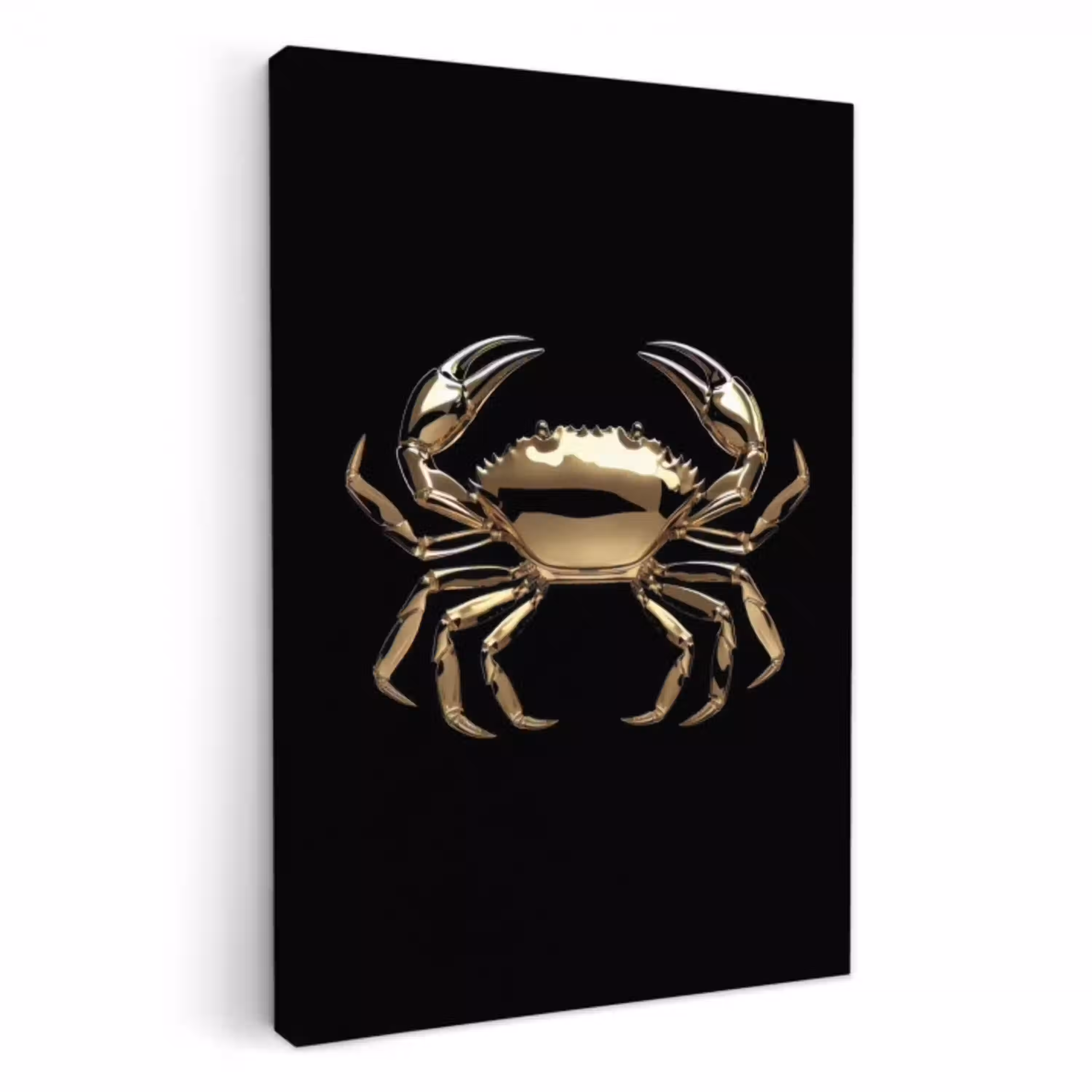 Goud - Krab - Dieren - Zwart KitchenYeah - Keuken - Canvas klein -3d