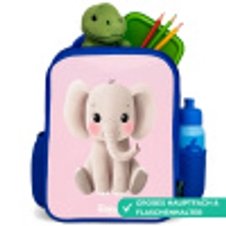 Olifant - Baby - Blosjes - Illustratie Kinderrugzak - Blauw middel -inhoud_DE