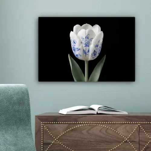 Tulp - Patroon - Blauw canvas 2cm klein -sfeer4