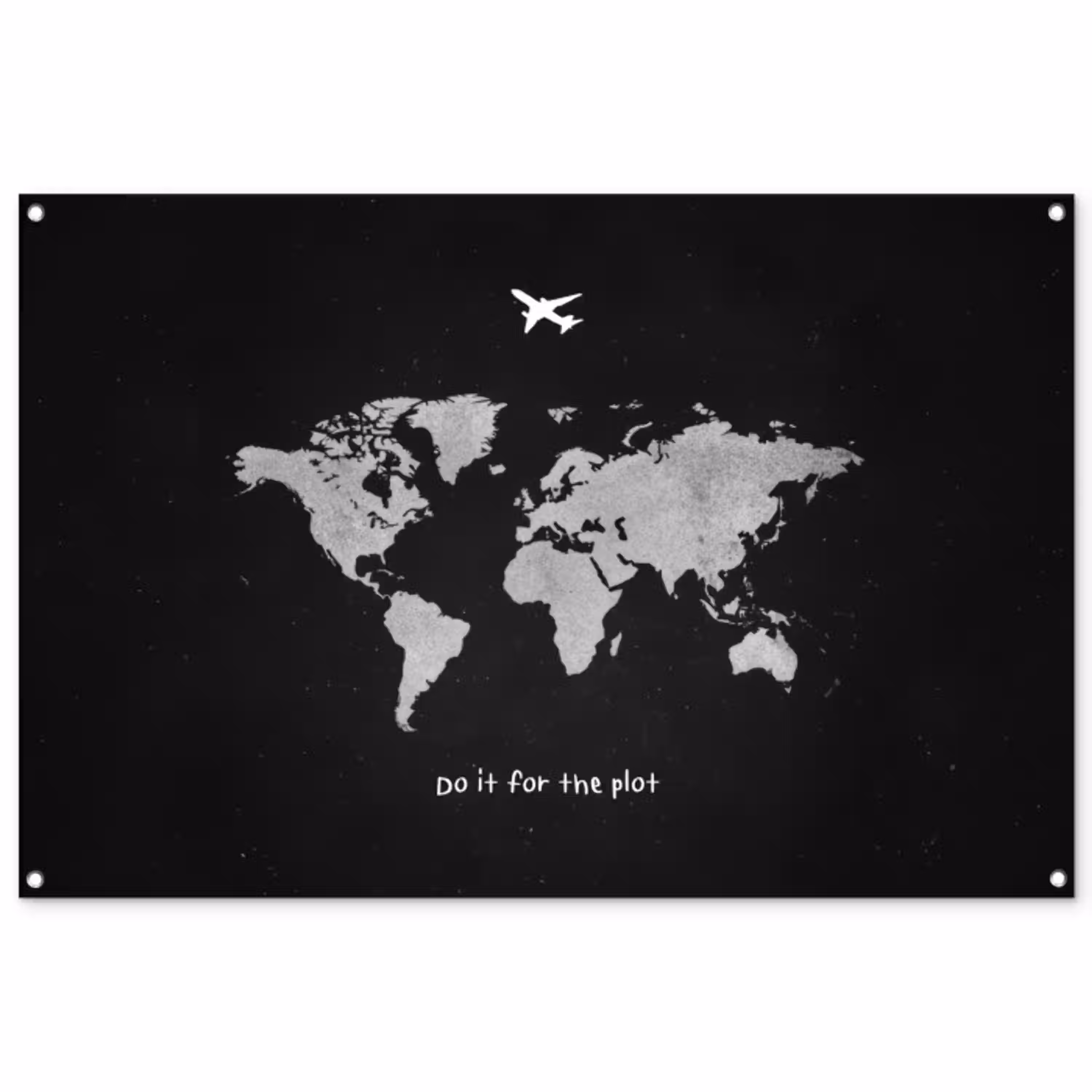 Vliegtuig - Quote - Wereldkaart tuinposter los doek groot -3d