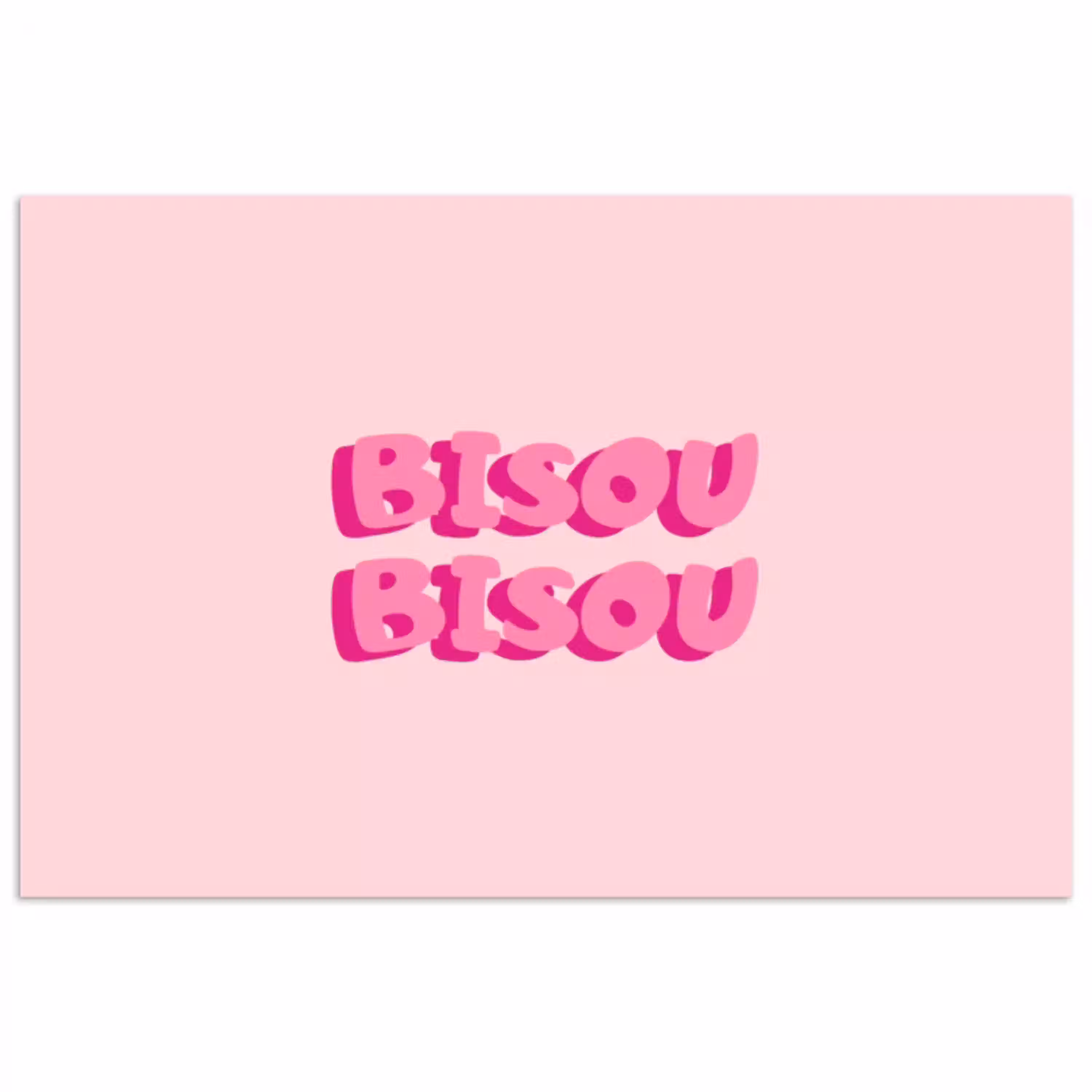 Bisou - Roze - Dikke letters poster papier klein -3d