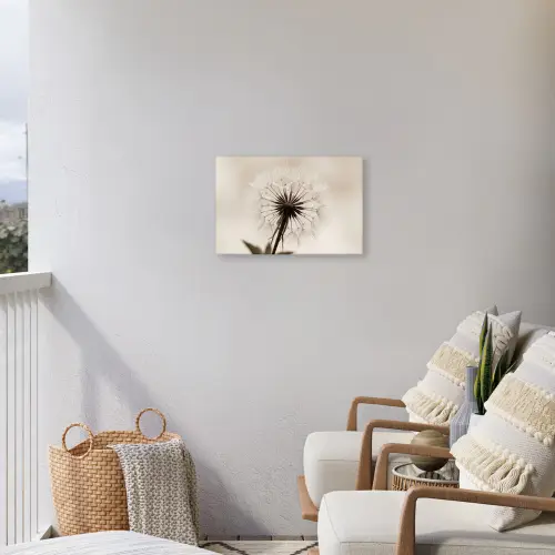 Paardenbloem - Minimalistisch - Wit Tuinposter op houten frame 2 cm dik klein -sfeer1