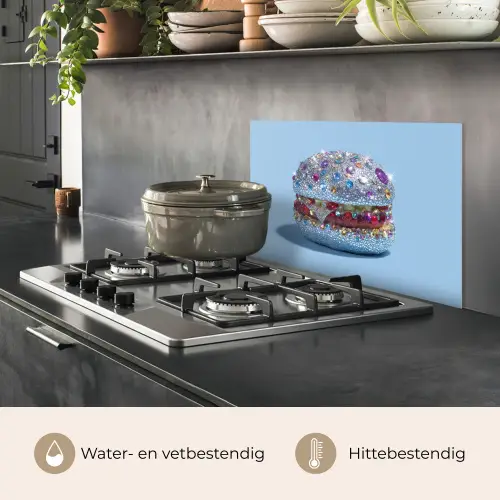 Glitters - Hamburger - Blauw keuken achterwand spatscherm klein -usp_NL