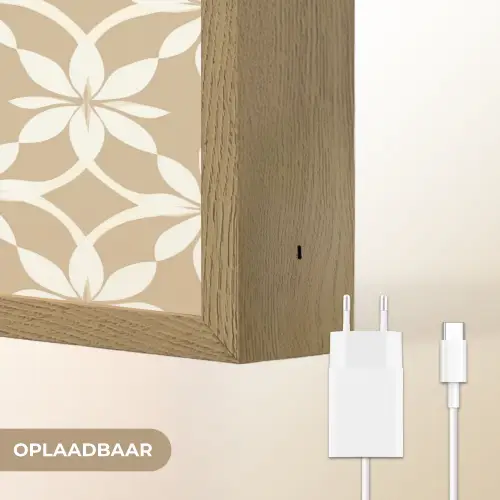 Bloemen - Patroon - Beige Light Box met batterij (Wandlamp) middel 907 -USP_websiteoplaadbaarNL