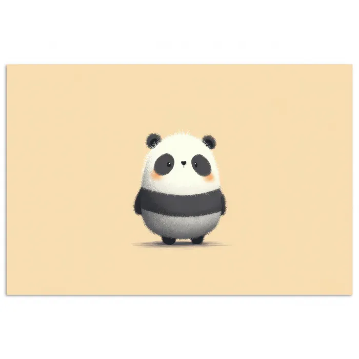 Panda - Beige - Minimalistisch poster papier klein -3d