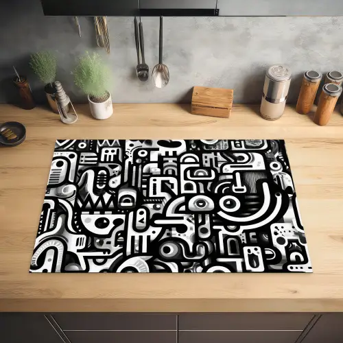 Symbolen - Abstract - Grafisch - Zwart Inductie beschermer vinyl 3mm klein -sfeer5