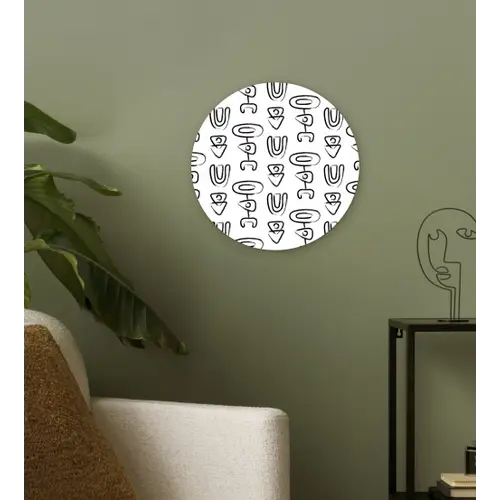 Symbolen - Zwart - Wit Wandcirkel plexiglas klein 852 -sfeer3