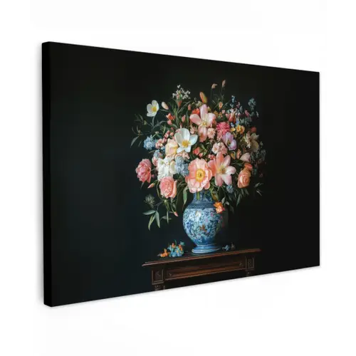 Roze - Bloemen - Vaas - Kleuren canvas 2cm klein -z3d