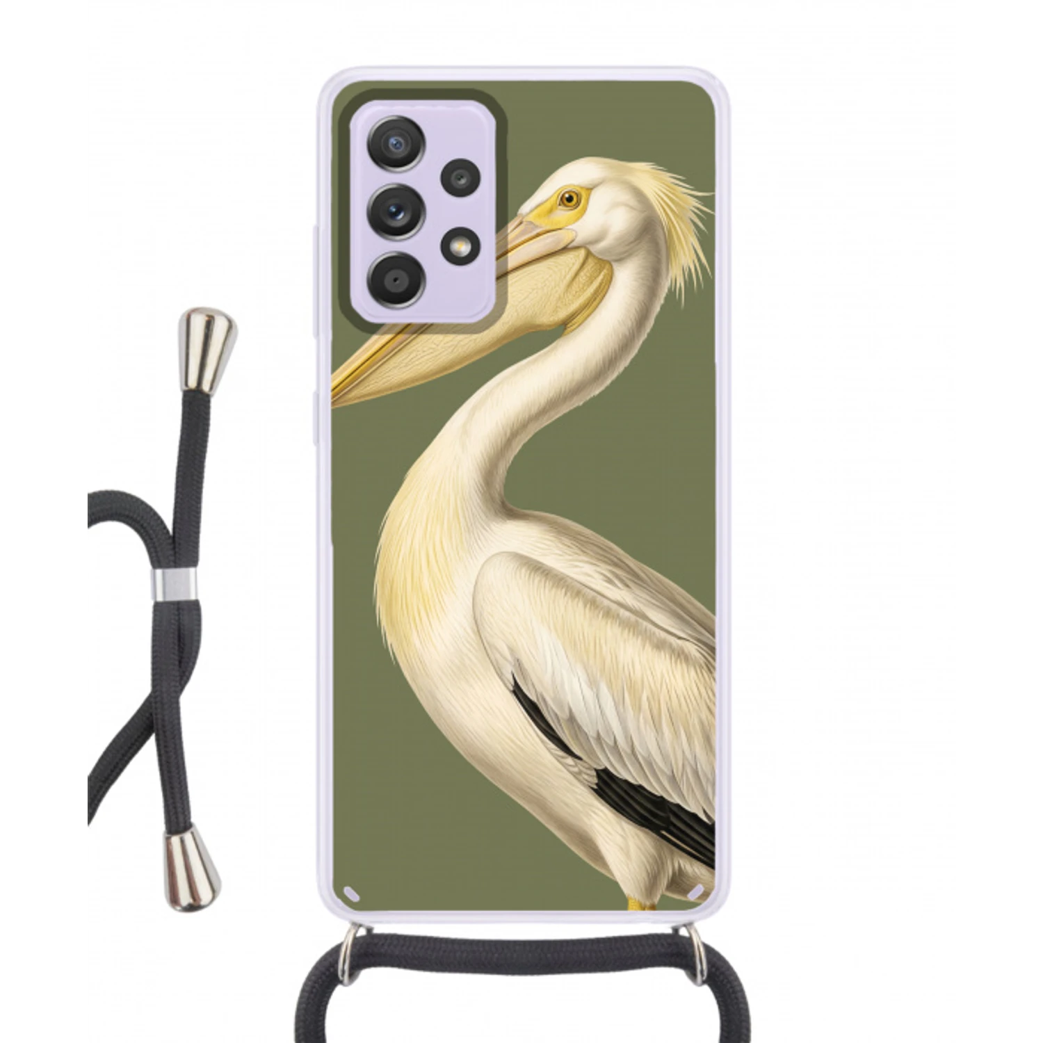 Pelikaan - Wit - Vogel - Klassiek - Natuur Hoesje Samsung Galaxy A52 5G met koord klein -3d
