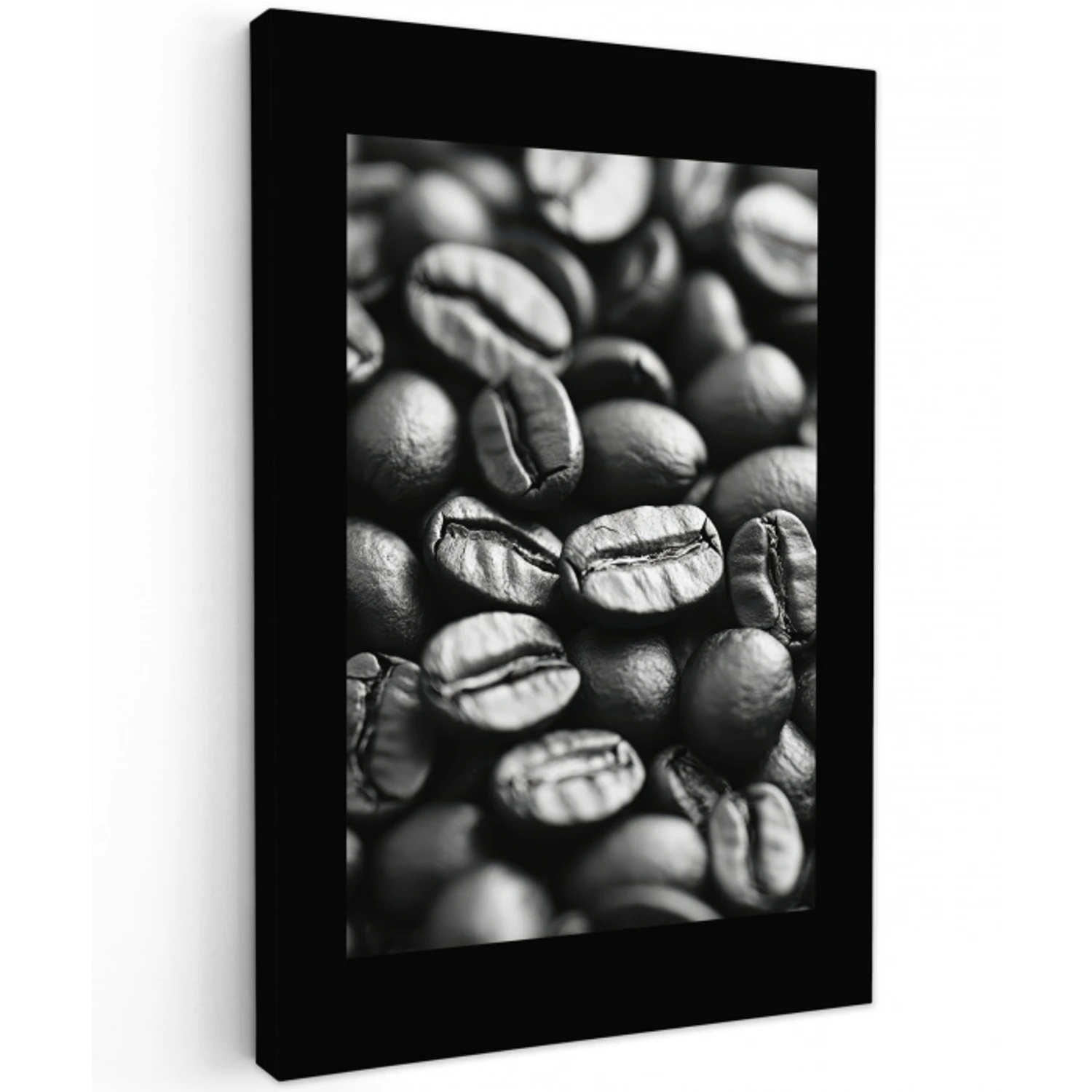 Koffiebonen - Zwart - Vintage Tuinposter op houten frame 2 cm dik klein -3d