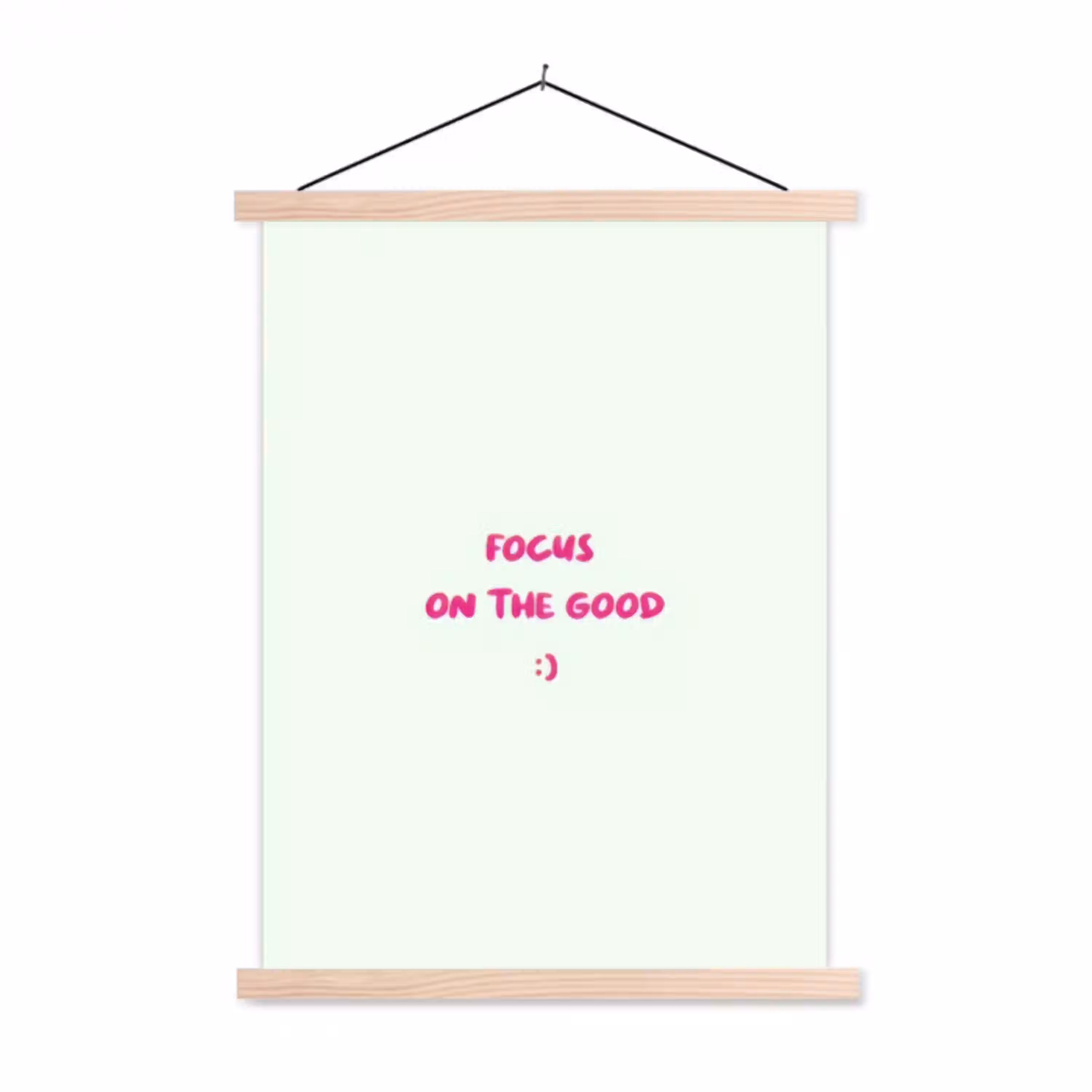 Focus - Beige - Roze - Smiley textielposter latten blank klein -3d