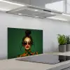 Vrouw - Groen - Modern - Bril - Abstract keuken achterwand spatscherm klein -3d_schuin