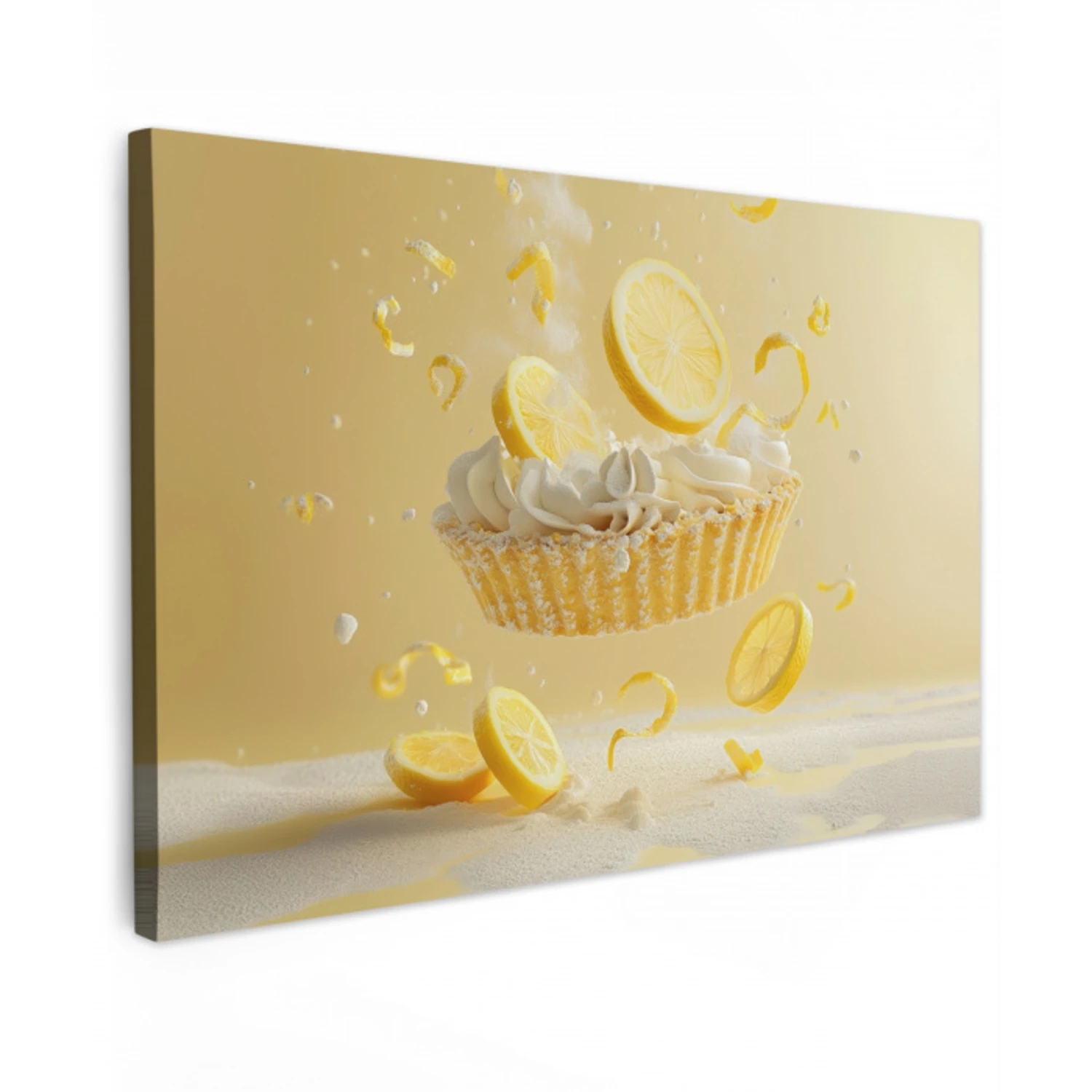 Citroen - Taart - Eten - Geel Tuinposter op houten frame 2 cm dik klein -3d