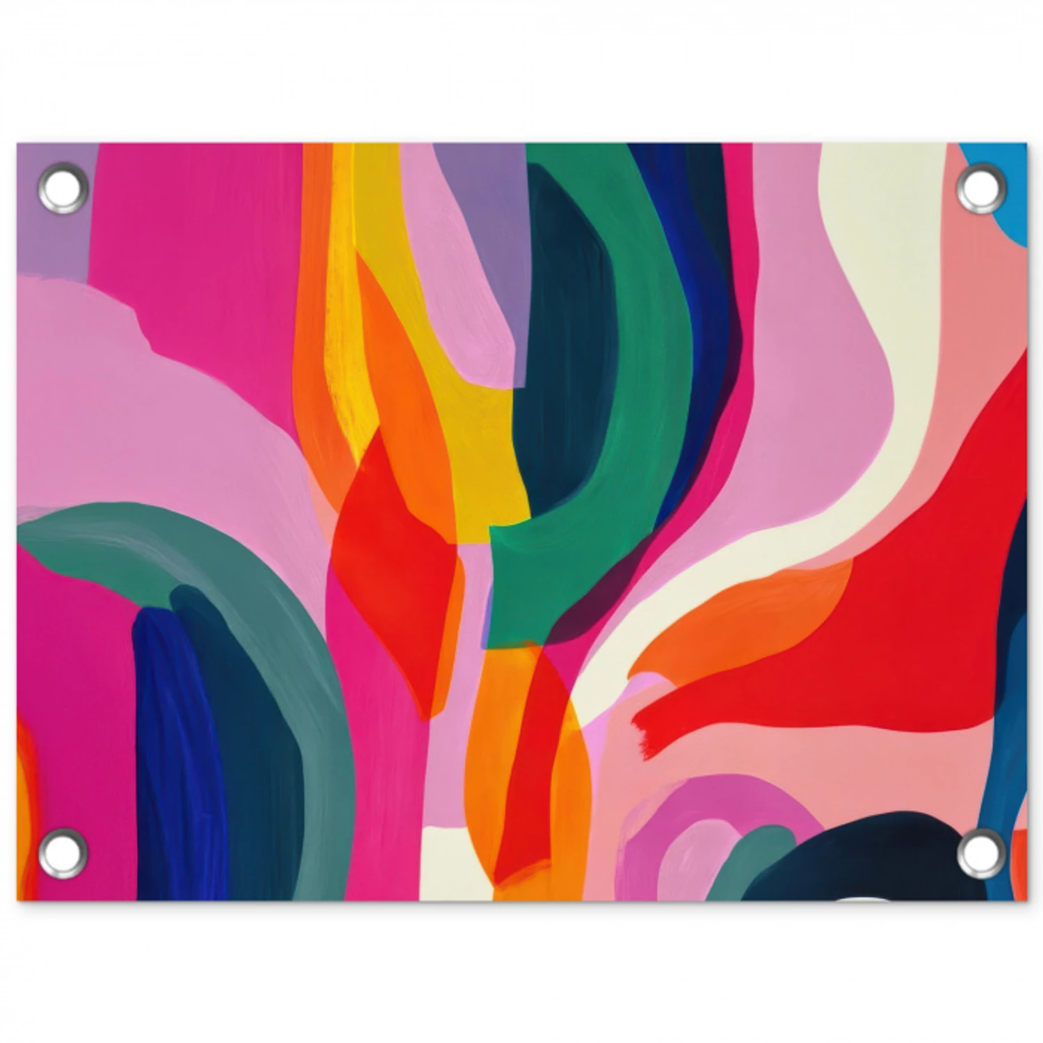 Vormen - Golvend - Abstract - Felroze tuinposter los doek klein -3d