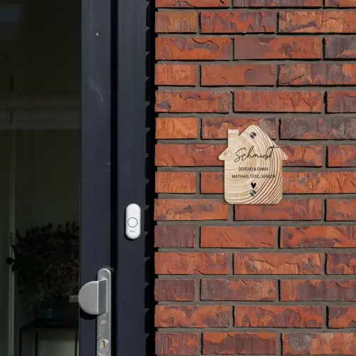 Holzmaserung - Elegant Naambord Huisje klein -sfeer2