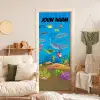 Onderwaterwereld met vissen en zeeleven en de tekst “Deze kamer is van: jouw naam”. deurposter klein -sfeer2