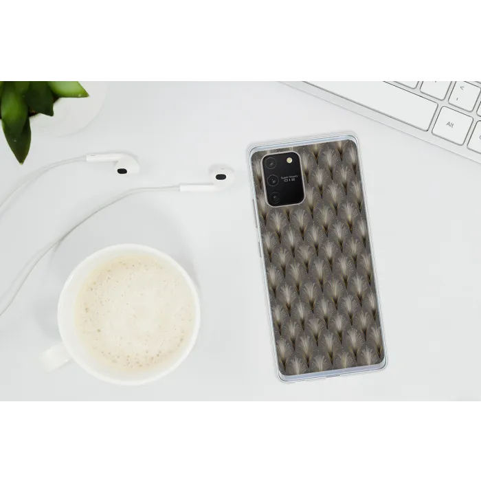 Waaierstralen - Goud - Antraciet Telefoonhoesje Samsung Galaxy S10 Lite klein 364 -oordopS10Lite