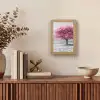 Boom - Natuur - Roze - Zwart wit Light Box met kabel (Tafellamp) klein -sfeer2