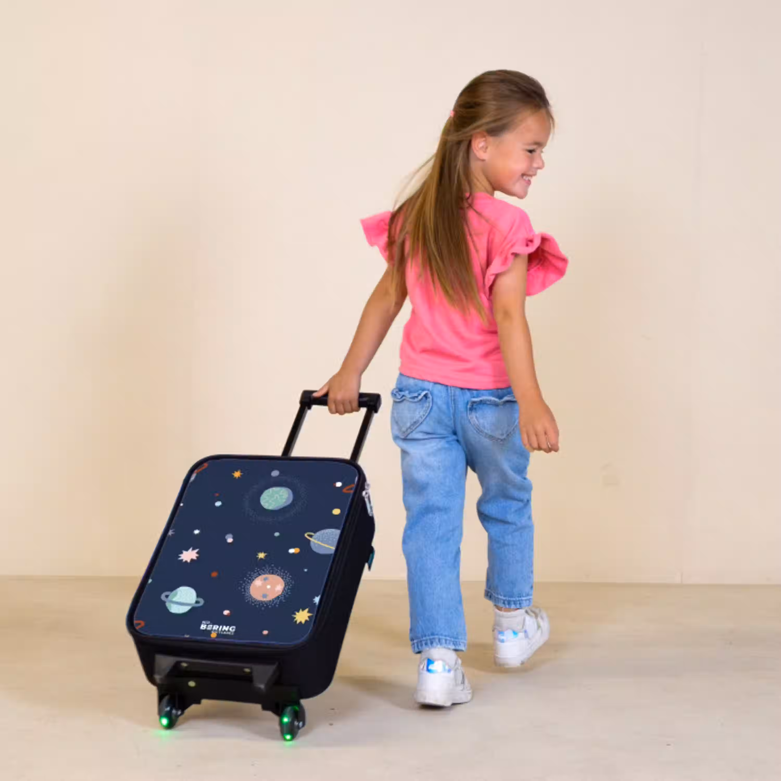 Patroon  van planeten Kinderkoffer - Zwart klein -sfeer1