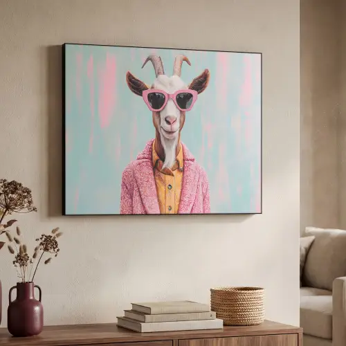 Zonnebril - Roze - Geit - Horen Textielframe - compleet frame klein -sfeer3