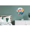 Illustratie - Bloemen - Kleurrijk Wandcirkel aluminium klein -slaapkamer