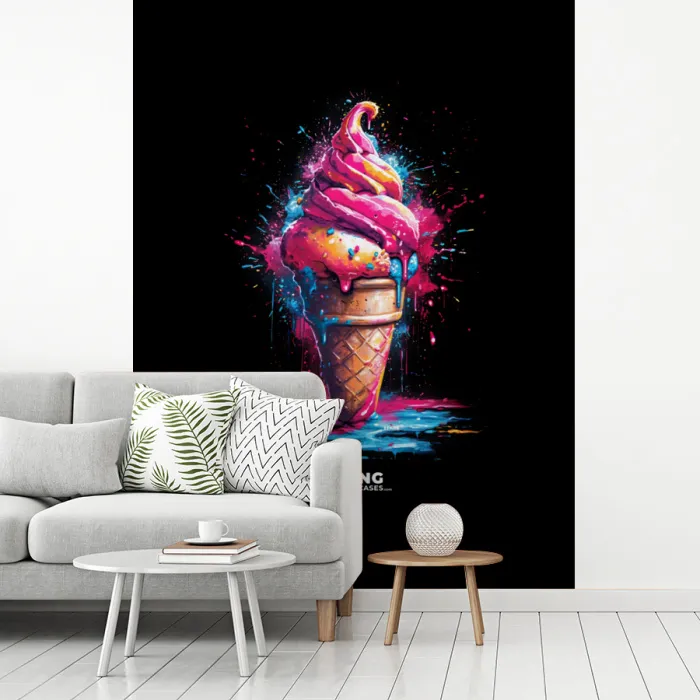 IJshoorntje met blauwe en roze verf fotobehang vinyl groot -woonkamer