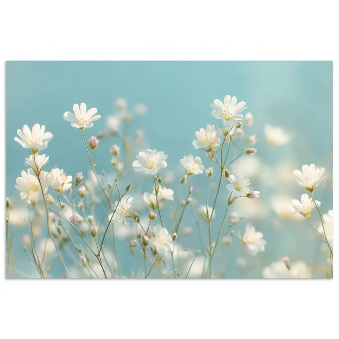 Stengels - Bloemen - Lucht - Wit poster papier klein -3d