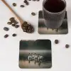 Zwanen - Wit - Water - Mist onderzetter kurk middel -sfeer2